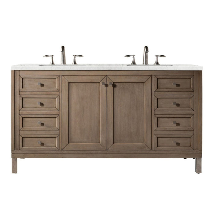 James Martin Vanities Chicago Collection 60 in. Double Vanity in Whitewashed Walnut with Countertop Options - 305-V60D-WWW-3AF