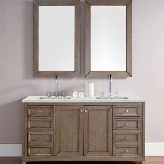 James Martin Vanities Chicago Collection 60 in. Double Vanity in Whitewashed Walnut with Countertop Options - 305-V60D-WWW-3AF