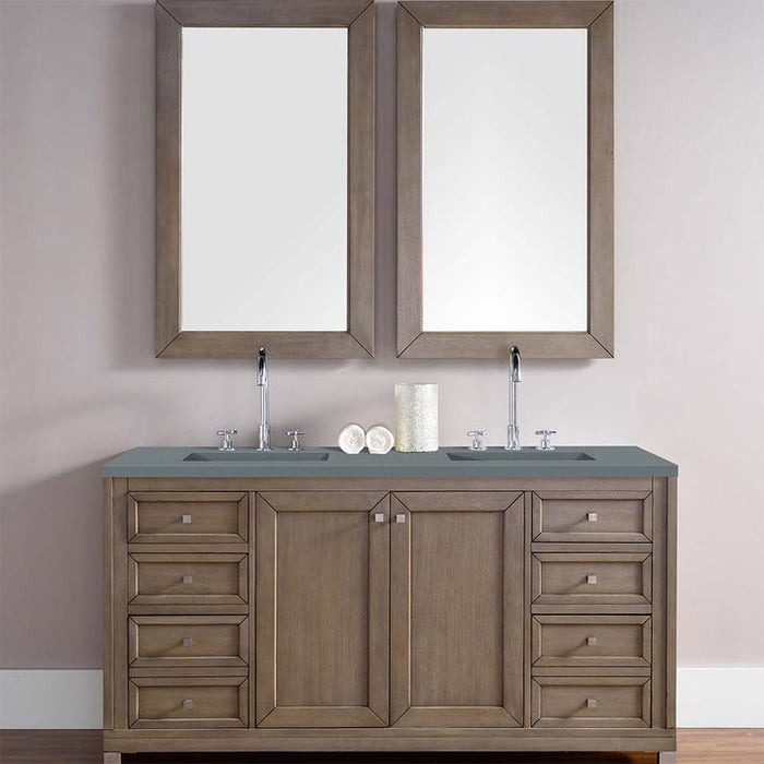 James Martin Vanities Chicago Collection 60 in. Double Vanity in Whitewashed Walnut with Countertop Options - 305-V60D-WWW-3AF