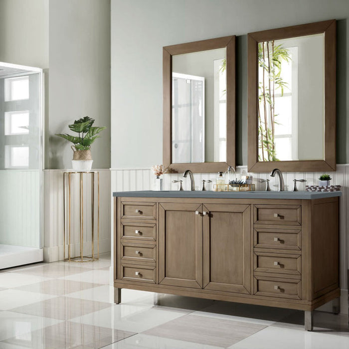 James Martin Vanities Chicago Collection 60 in. Double Vanity in Whitewashed Walnut with Countertop Options - 305-V60D-WWW-3AF