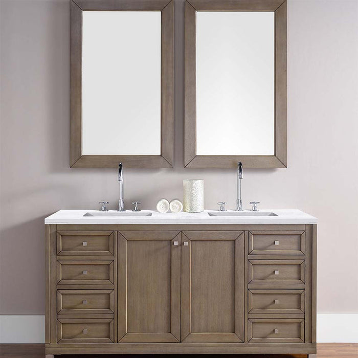 James Martin Vanities Chicago Collection 60 in. Double Vanity in Whitewashed Walnut with Countertop Options - 305-V60D-WWW-3AF