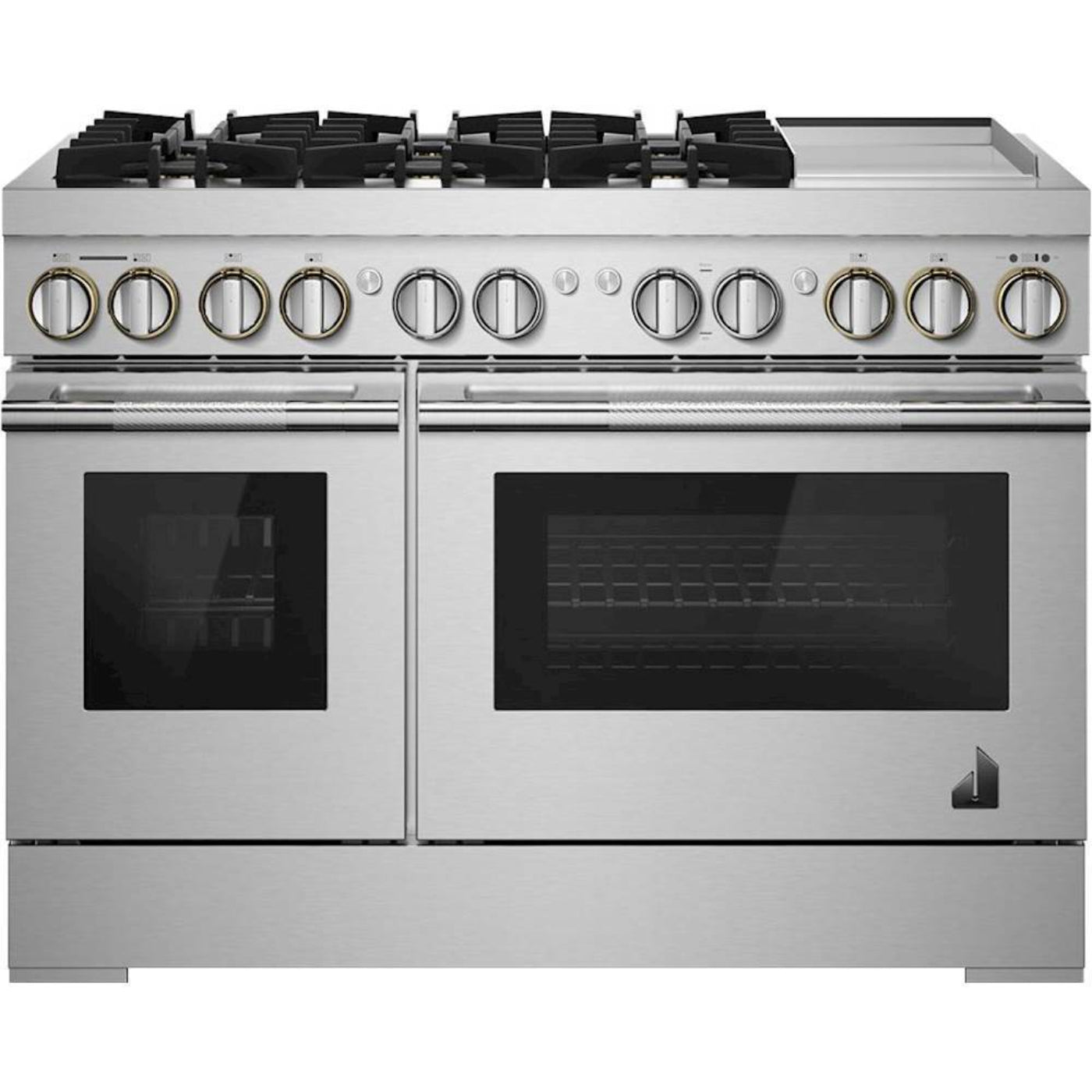 JennAir – RISE 6.3 Cu. Ft. Freestanding Double Oven Dual Fuel True Convection Range with Self-Cleaning and Griddle – Stainless steel - eo86l