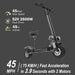 Jue Xing Electric Scooter for Adults Dual Drive 2600W Motor,52V20AH Battery up to 45MPH & 40 Miles - es186