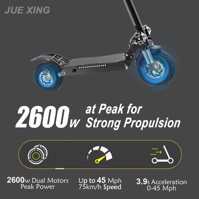 Jue Xing Electric Scooter for Adults Dual Drive 2600W Motor,52V20AH Battery up to 45MPH & 40 Miles - es186