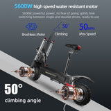 Jue Xing T60 Adults Electric Scooter 440Ibs Loading, 5600W Dual Motor E-Scooter 50 MPH, 11 inch off Road Tires - es185