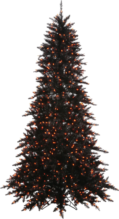 Richell Vickerman Black Fir Artificial Christmas Tree 5.5' x 42" with Orange LED Lights New - K162056LED