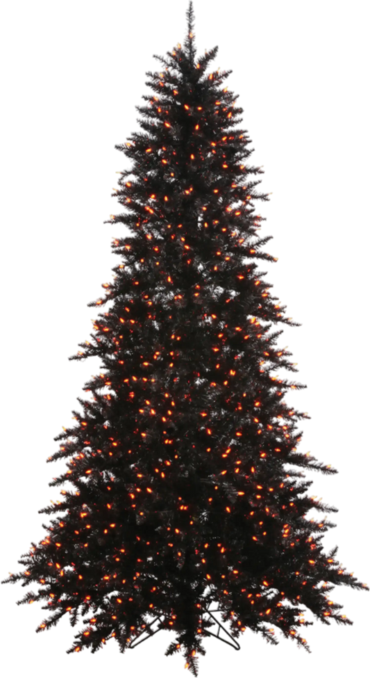 Richell Vickerman Black Fir Artificial Christmas Tree 10' x 68" with Orange LED Lights New - K162086LED
