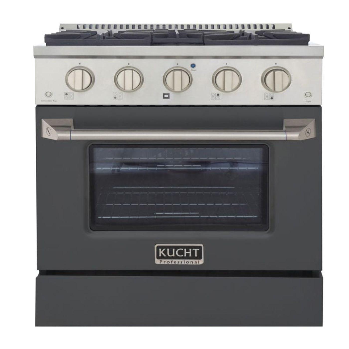 GREE Kucht 30 Inch Pro-Style KDF Series Liquid Propane Gas Stainless Steel Dual Fuel Range with Grey Oven Door - KDF302/LP-GR