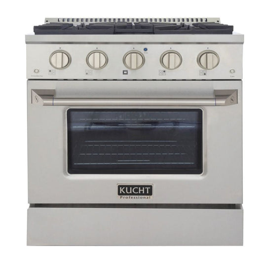 Kucht 30 Inch Pro-Style KDF Series Liquid Propane Stainless Steel Dual Fuel Range with Silver Oven Door - KDF302/LP-S