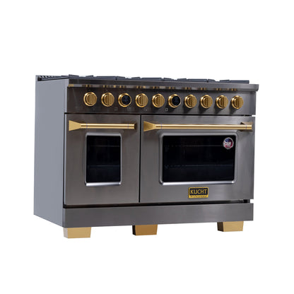 Kucht 48" 8 Burner Double Oven Propane Gas Dual Fuel Range in Titanium Stainless Steel with Digital Thermostat - KXD48/LP