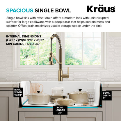 KRAUS Forteza 33” Granite Dual Mount White Kitchen Sink - KGD-54WHITE