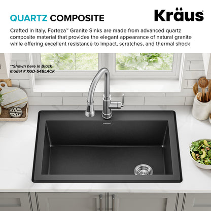 KRAUS Forteza 33” Granite Dual Mount White Kitchen Sink - KGD-54WHITE