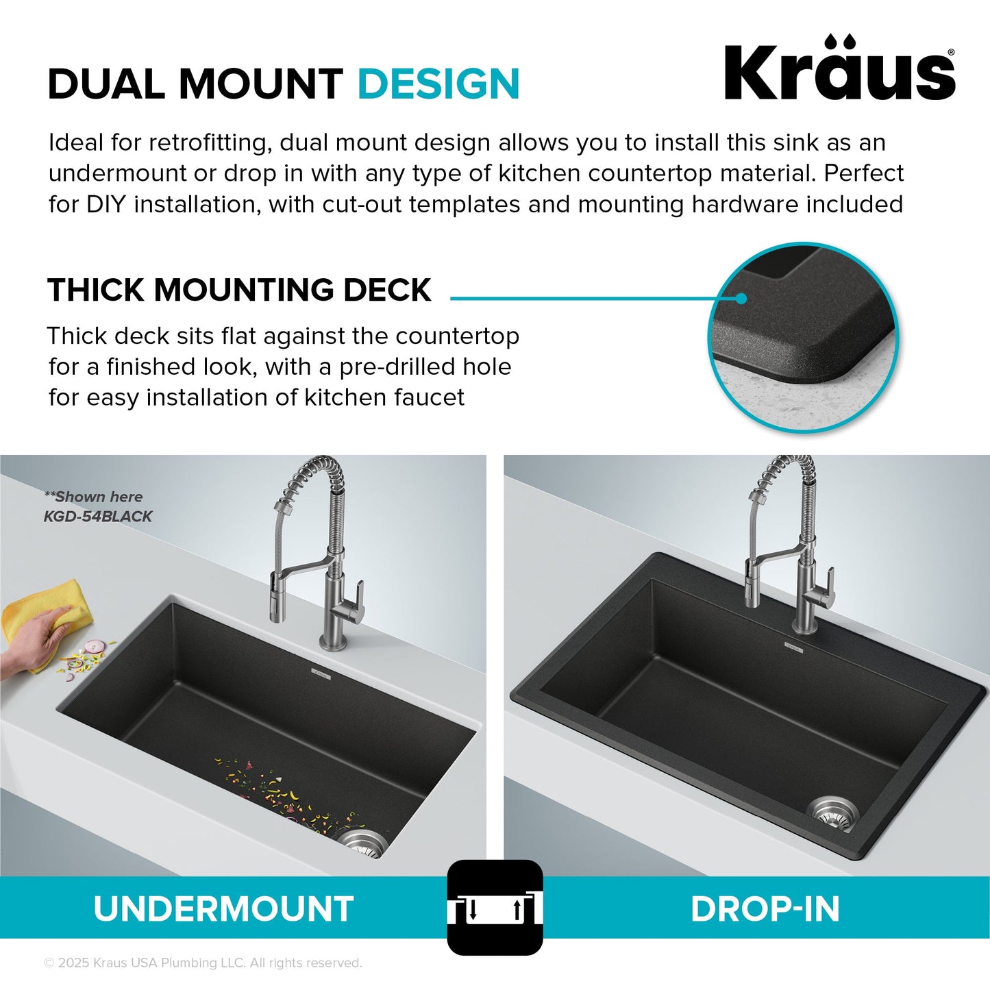 KRAUS Forteza 33” Granite Dual Mount White Kitchen Sink - KGD-54WHITE