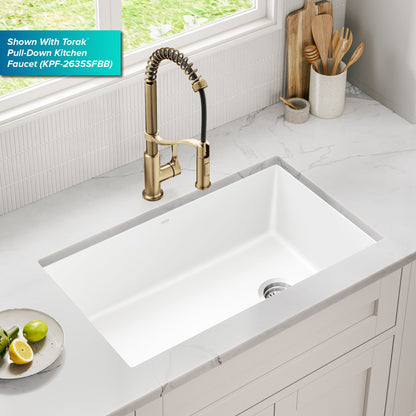 KRAUS Forteza 32” Granite Undermount Single Bowl White Kitchen Sink - KGU-55WHITE