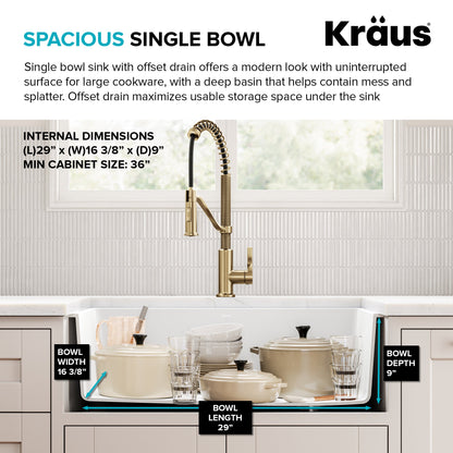 KRAUS Forteza 32” Granite Undermount Single Bowl White Kitchen Sink - KGU-55WHITE
