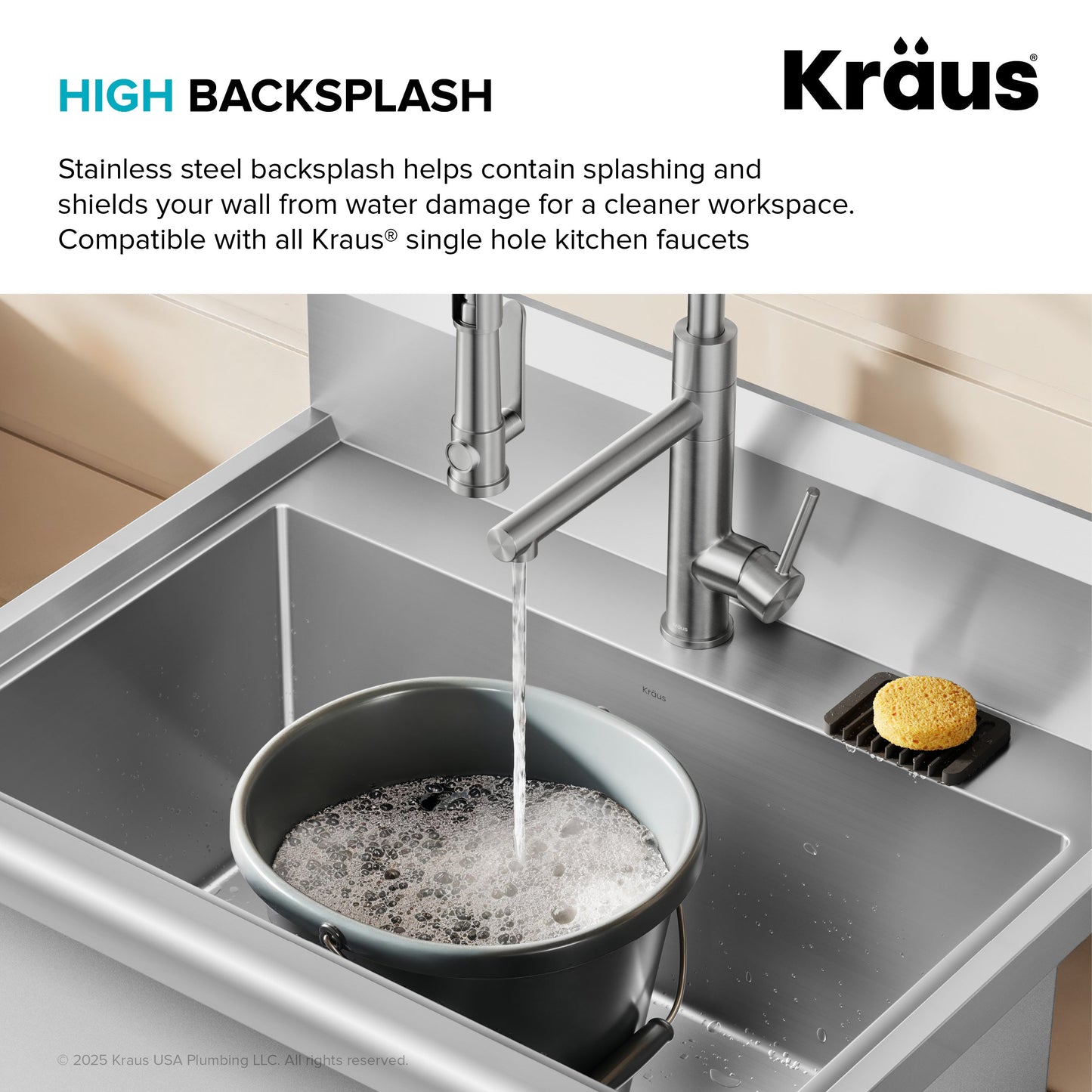 KRAUS Standart Pro 32” 18-Gauge Stainless Steel Single Bowl Commercial Style Laundry Utility Sink