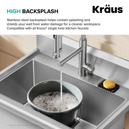 KRAUS Standart Pro 32” 18-Gauge Stainless Steel Single Bowl Commercial Style Laundry Utility Sink