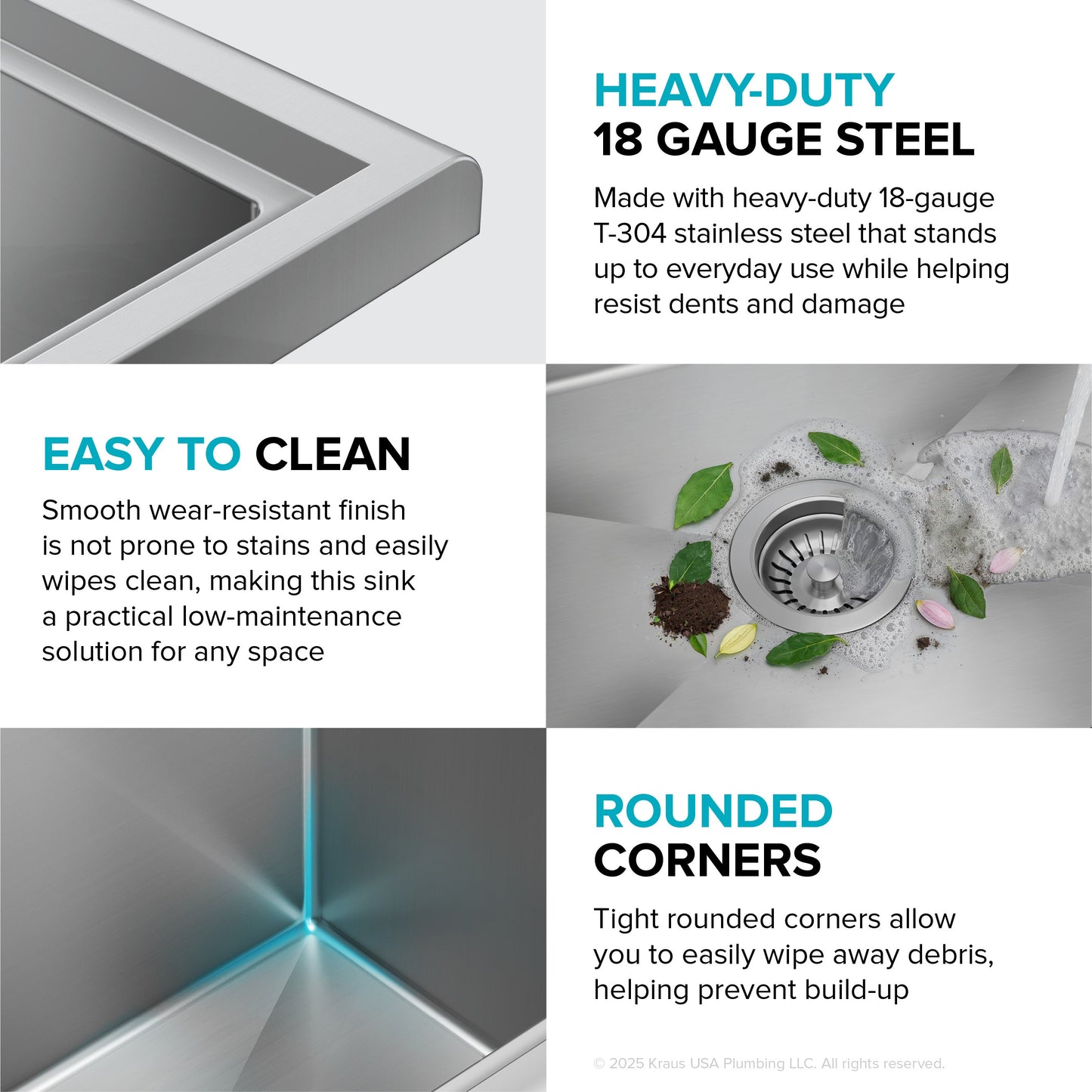 KRAUS Standart Pro 32” 18-Gauge Stainless Steel Single Bowl Commercial Style Laundry Utility Sink