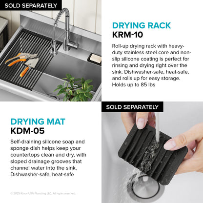 KRAUS Standart Pro 32” 18-Gauge Stainless Steel Single Bowl Commercial Style Laundry Utility Sink