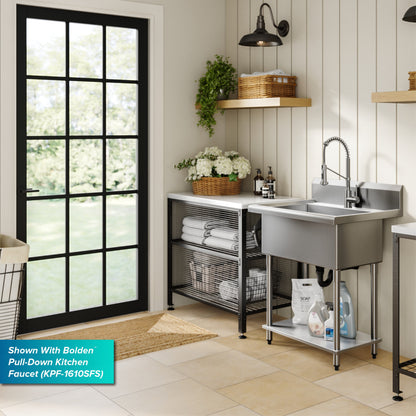 KRAUS Standart Pro 32” 18-Gauge Stainless Steel Single Bowl Commercial Style Laundry Utility Sink