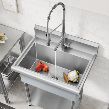 KRAUS Standart Pro 32” 18-Gauge Stainless Steel Single Bowl Commercial Style Laundry Utility Sink