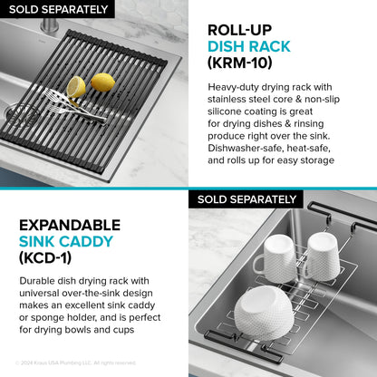 KRAUS 33” Topmount Single Bowl Stainless Steel Kitchen Sink - KHT640-33