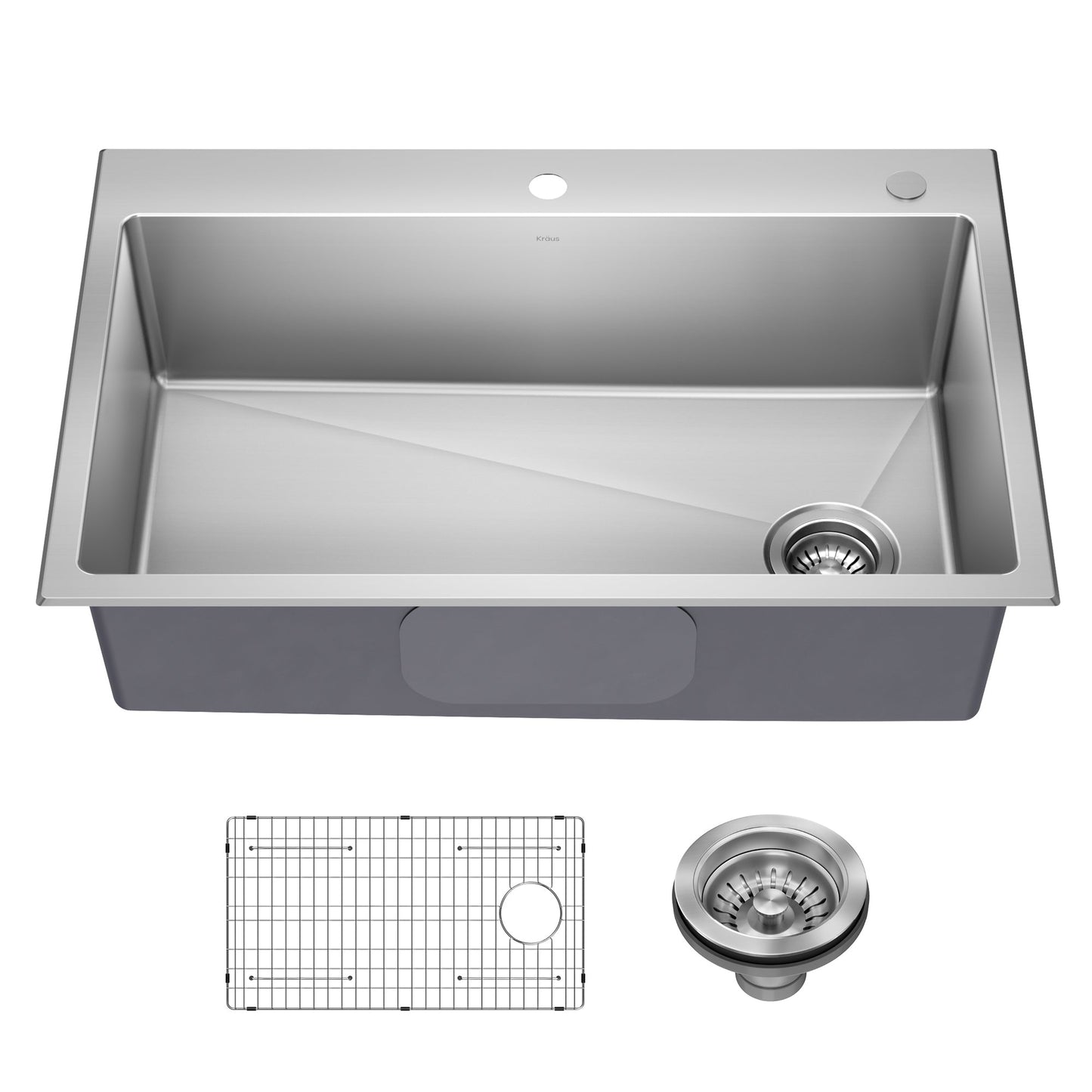 KRAUS 33” Topmount Single Bowl Stainless Steel Kitchen Sink - KHT640-33