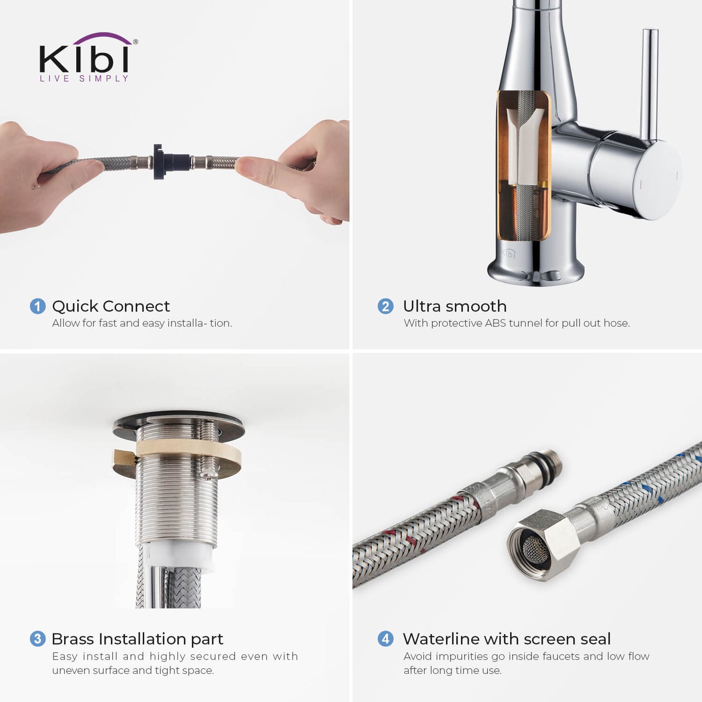 KIBI Napa Single Handle High Arc Pull Down Kitchen Faucet With Soap Dispenser in Chrome Finish - C-KKF2005CH-KSD100CH