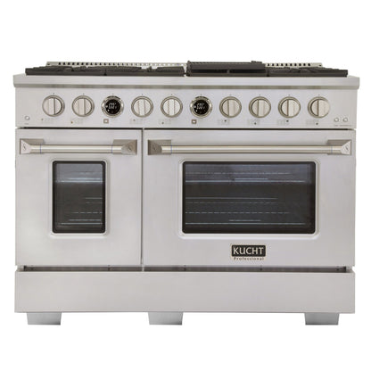 Kucht 48" 6.7 cu. ft. 8 Burner Natural Gas Dual Fuel Range in Stainless Steel with Digital Thermostat - KXP48-SS