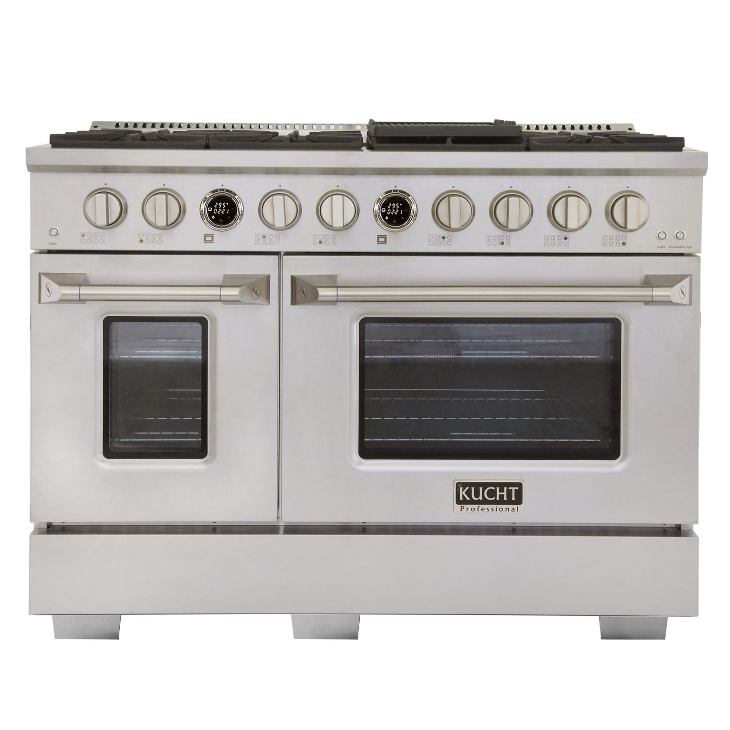 Kucht 48" 6.7 cu. ft. 8 Burner Natural Gas Dual Fuel Range in Stainless Steel with Digital Thermostat - KXP48-SS