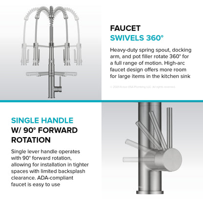 KRAUS Artec Pro 2-Function Single Handle Pull Down Kitchen Faucet in Matte Black