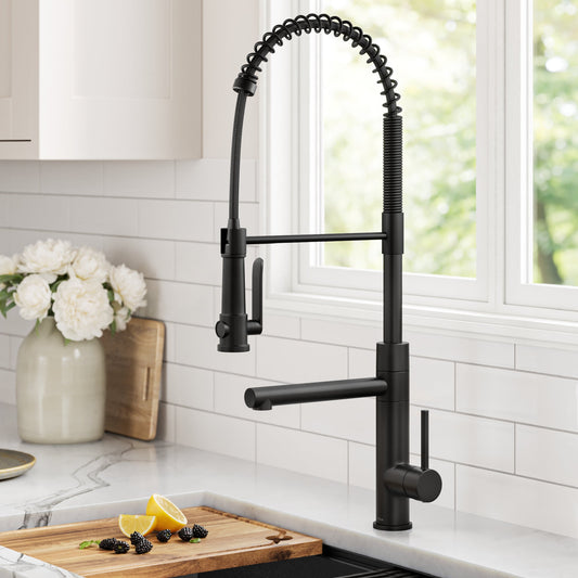 KRAUS Artec Pro 2-Function Single Handle Pull Down Kitchen Faucet in Matte Black