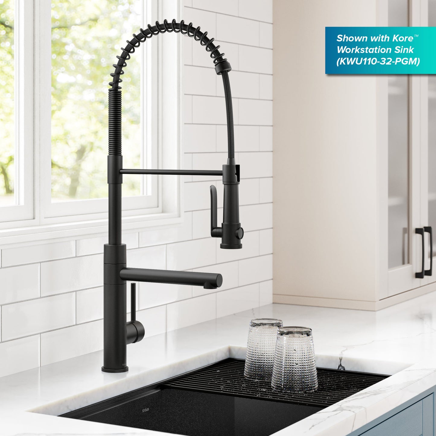 KRAUS Artec Pro 2-Function Single Handle Pull Down Kitchen Faucet in Matte Black