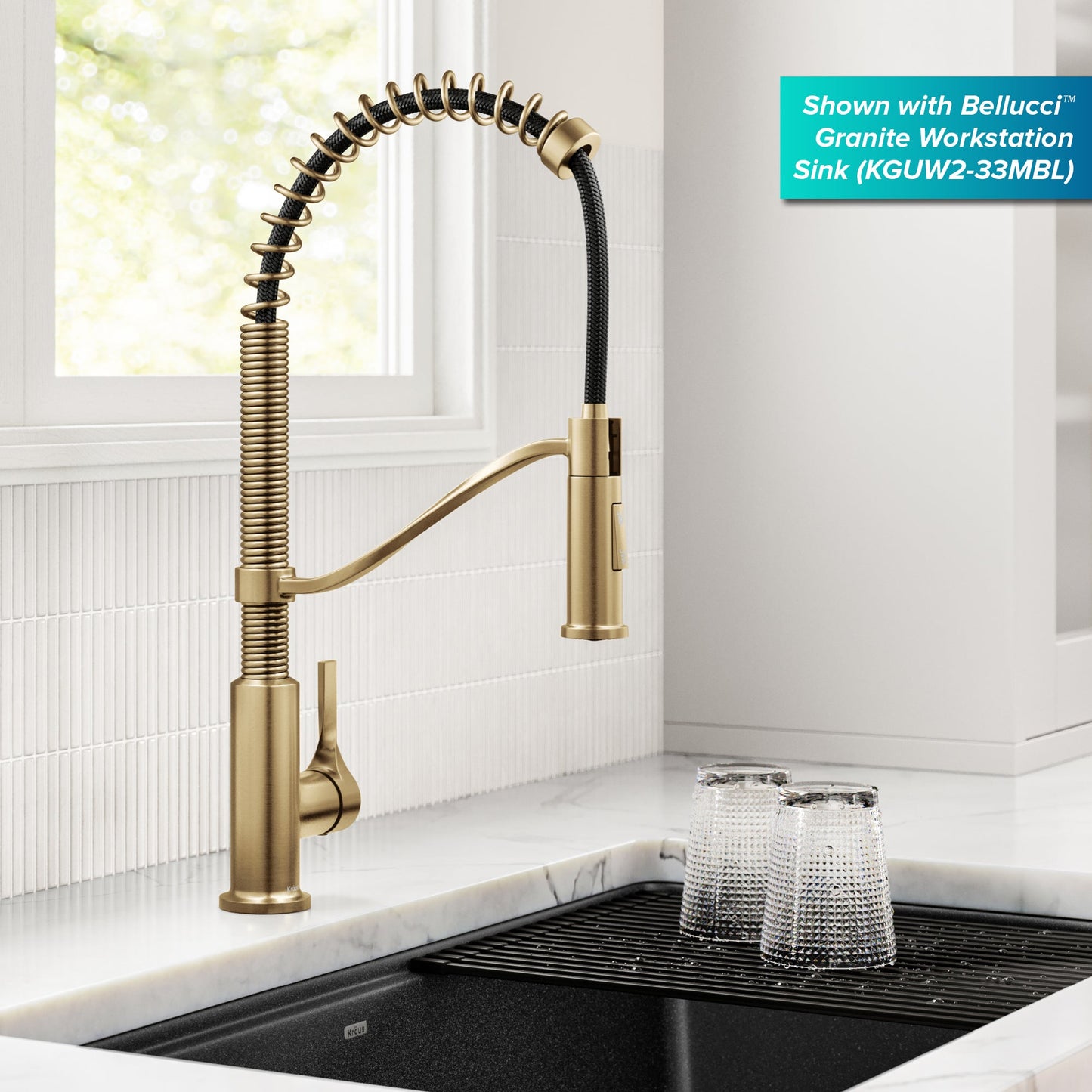 KRAUS Torak Single Handle Pull Down Kitchen Faucet in Brushed Brass - KPF-2635SFBB