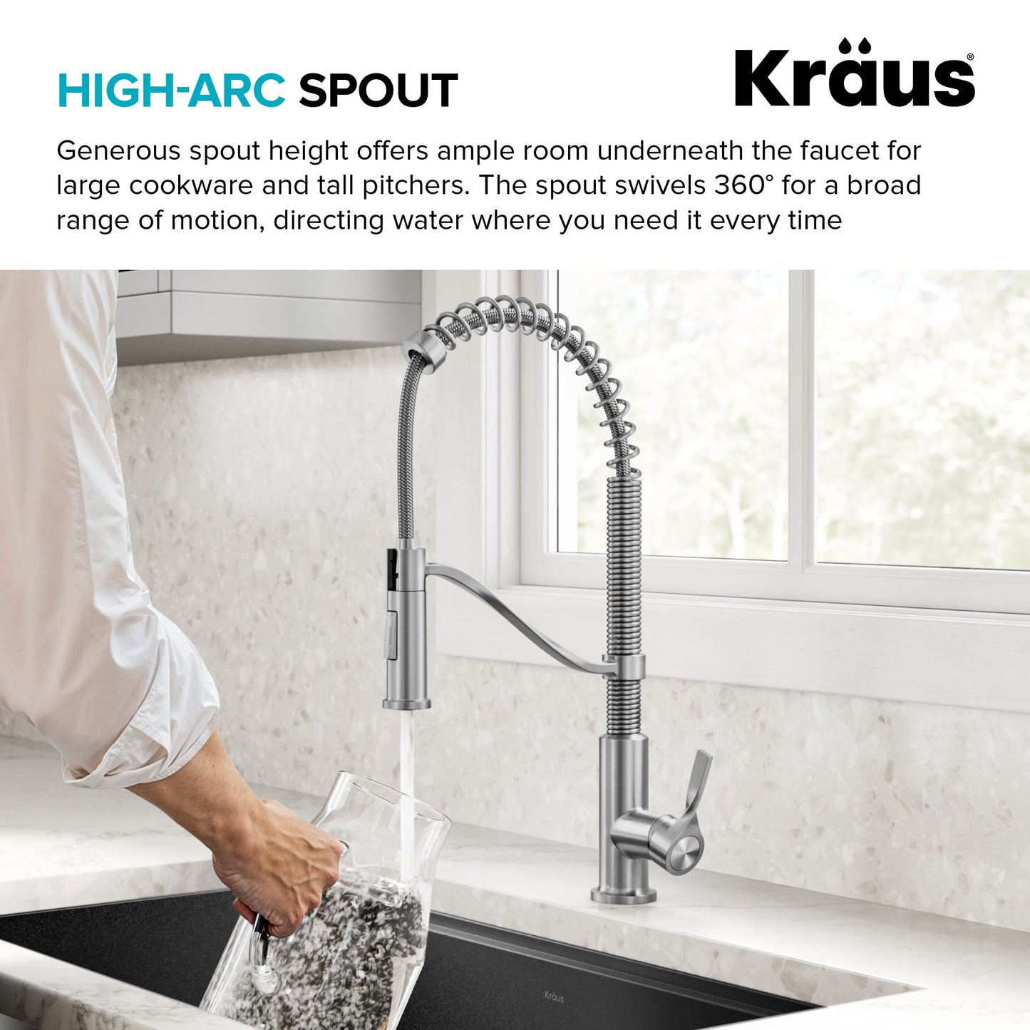 KRAUS Torak Single Handle Pull Down Kitchen Faucet in Brushed Brass - KPF-2635SFBB