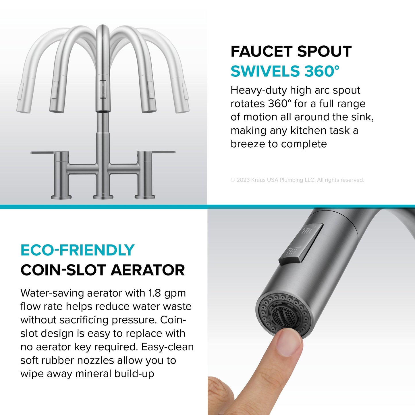 KRAUS Contemporary Bridge Kitchen Faucet with Spray-Head in Spot-Free Stainless - KPF-3122SFS