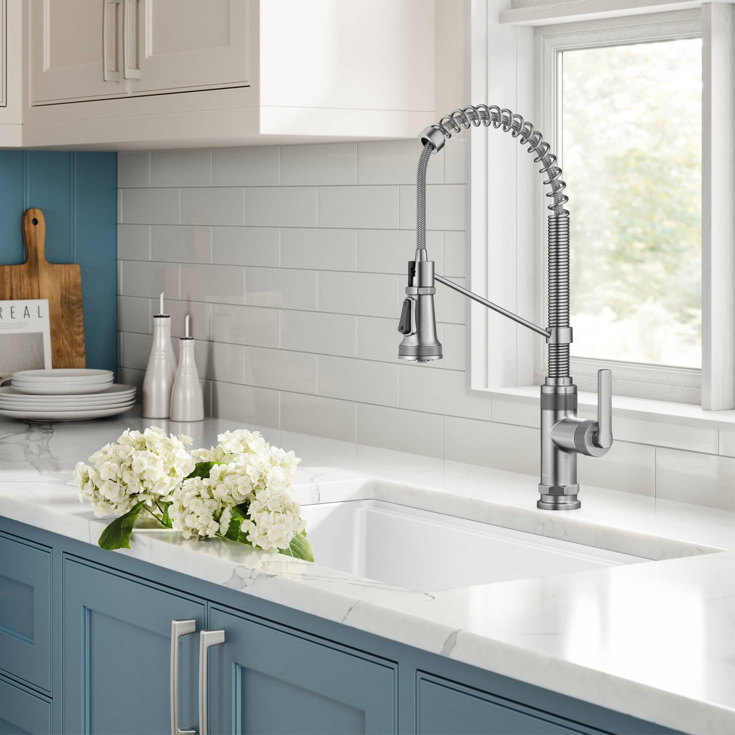 KRAUS Allyn Single Handle Pull Down Kitchen Faucet in Spot-Free Stainless Steel - KPF-4110SFS