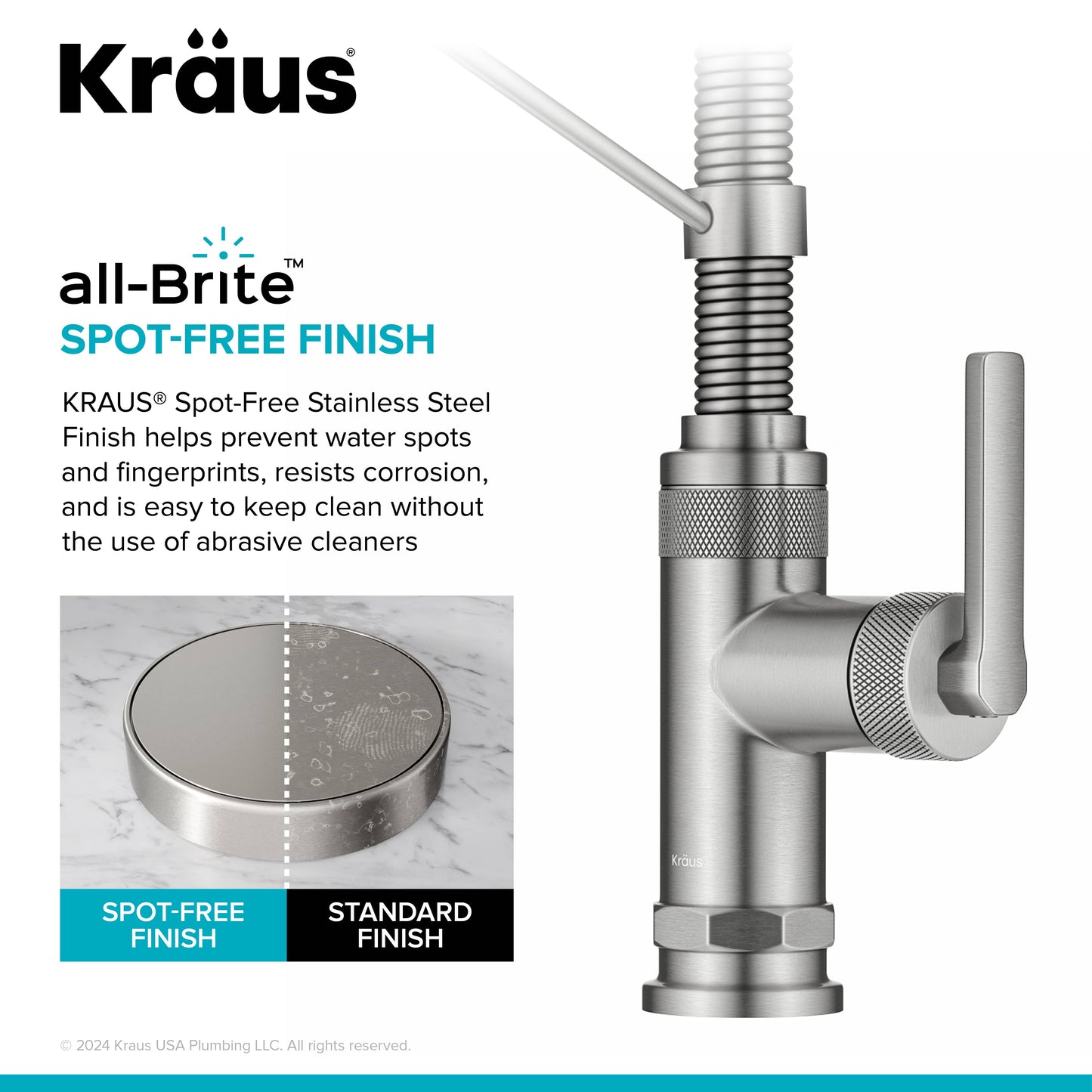 KRAUS Allyn Single Handle Pull Down Kitchen Faucet in Spot-Free Stainless Steel - KPF-4110SFS