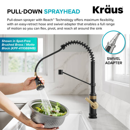 KRAUS Allyn Single Handle Pull Down Kitchen Faucet in Spot-Free Stainless Steel - KPF-4110SFS