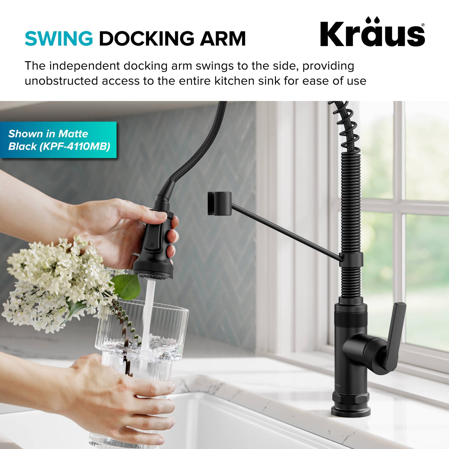 KRAUS Allyn Single Handle Pull Down Kitchen Faucet in Spot-Free Stainless Steel - KPF-4110SFS