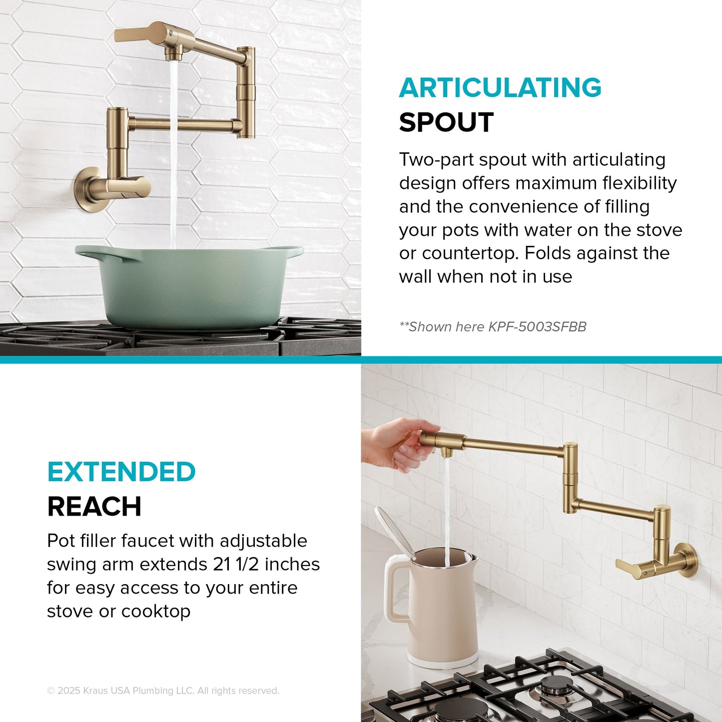KRAUS Oletto Wall Mount Pot Filler in Antique Champagne Bronze - KPF-5001SFACB