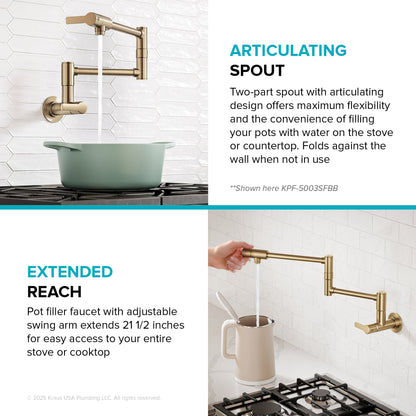 KRAUS Oletto Wall Mount Pot Filler in Antique Champagne Bronze - KPF-5001SFACB