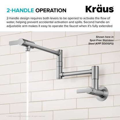 KRAUS Oletto Wall Mount Pot Filler in Antique Champagne Bronze - KPF-5001SFACB