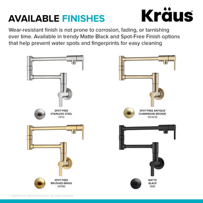 KRAUS Oletto Wall Mount Pot Filler in Antique Champagne Bronze - KPF-5001SFACB