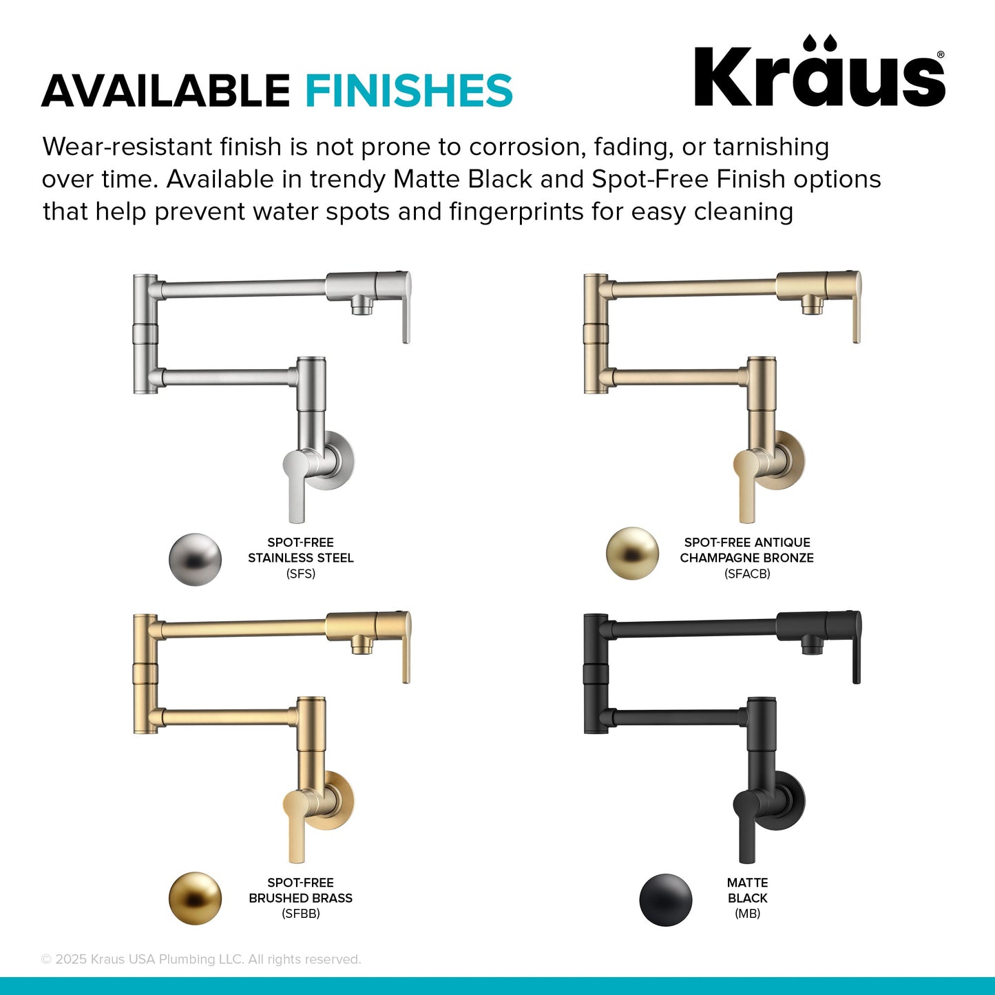 KRAUS Oletto Wall Mount Pot Filler in Matte Black - KPF-5001MB