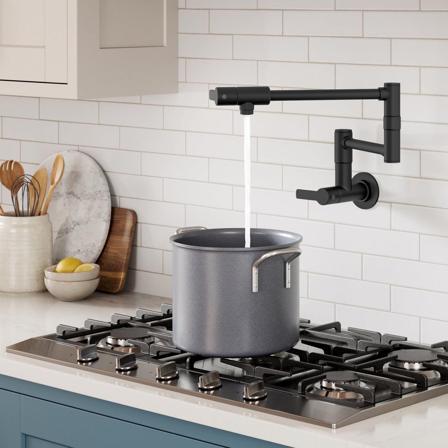 KRAUS Oletto Wall Mount Pot Filler in Matte Black - KPF-5001MB