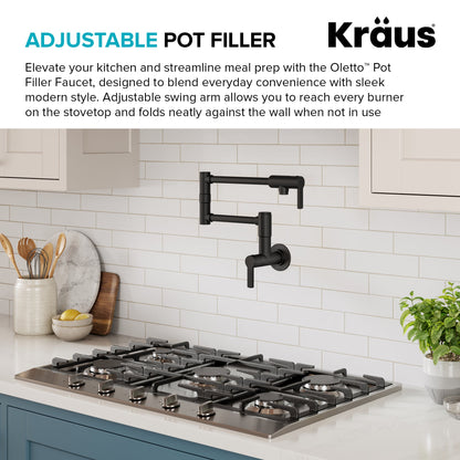 KRAUS Oletto Wall Mount Pot Filler in Matte Black - KPF-5001MB