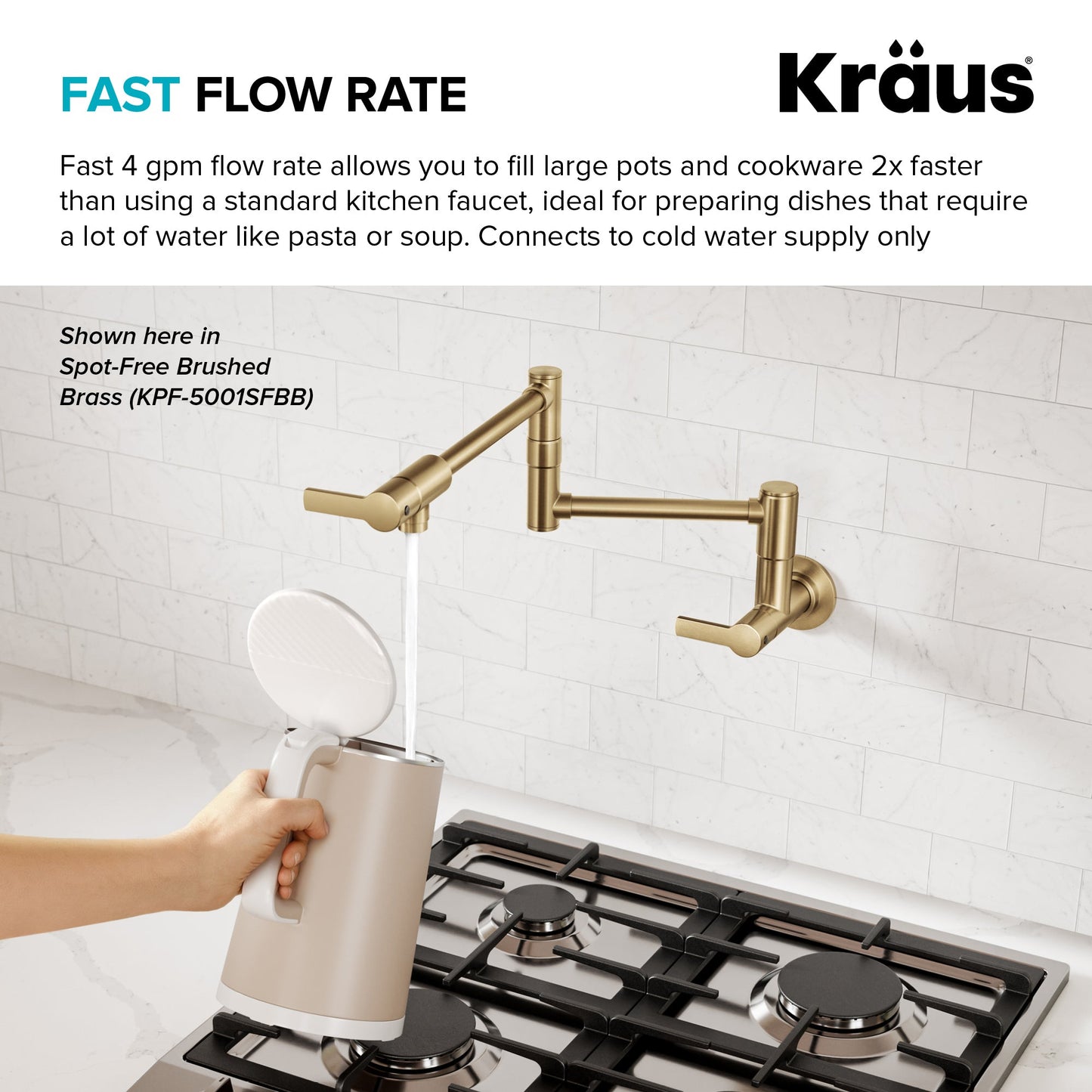 KRAUS Oletto Wall Mount Pot Filler in Antique Champagne Bronze - KPF-5001SFACB