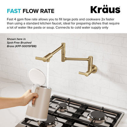 KRAUS Oletto Wall Mount Pot Filler in Matte Black - KPF-5001MB