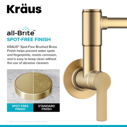 KRAUS Oletto Wall Mount Pot Filler in Brushed Brass - KPF-5001SFBB
